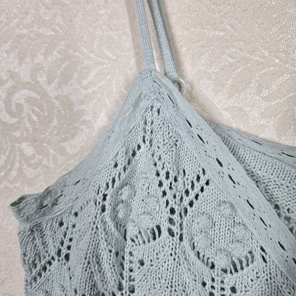 Aéropostale Crochet Tank XL Aqua Knit Cami Button Front Coquette Soft Girl - Picture 3 of 12
